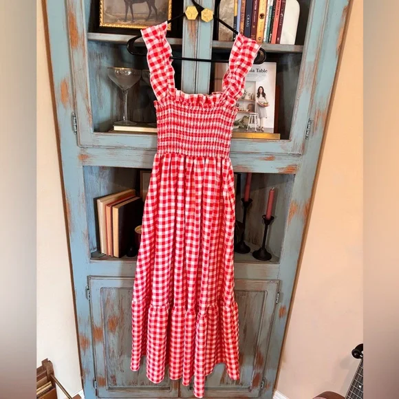 Gingham printed maxi dress med - Picture 1 of 10